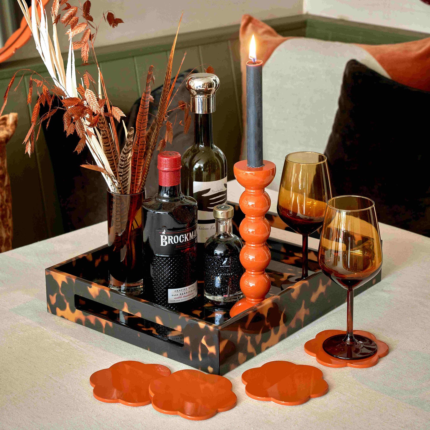 Faux Tortoiseshell Medium Lacquered Serving Tray