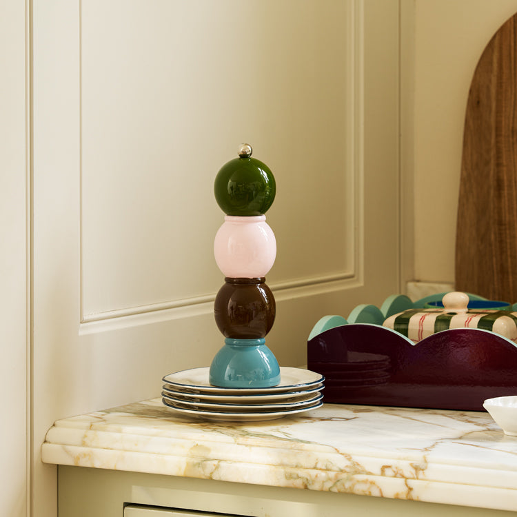 Cherry & Eau de Nil Lacquered Scallop Medium Two-Tone Tray