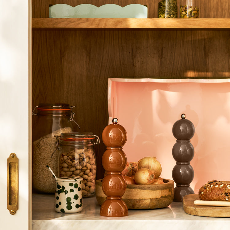 Nutmeg Bobbin Lacquer Salt or Pepper Mill