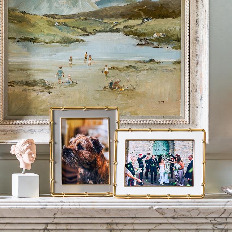 White & Gold Bamboo Enamel Photo Frame