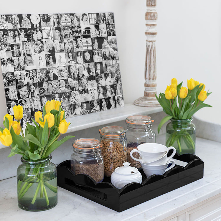 Black Medium Lacquered Scallop Serving Tray