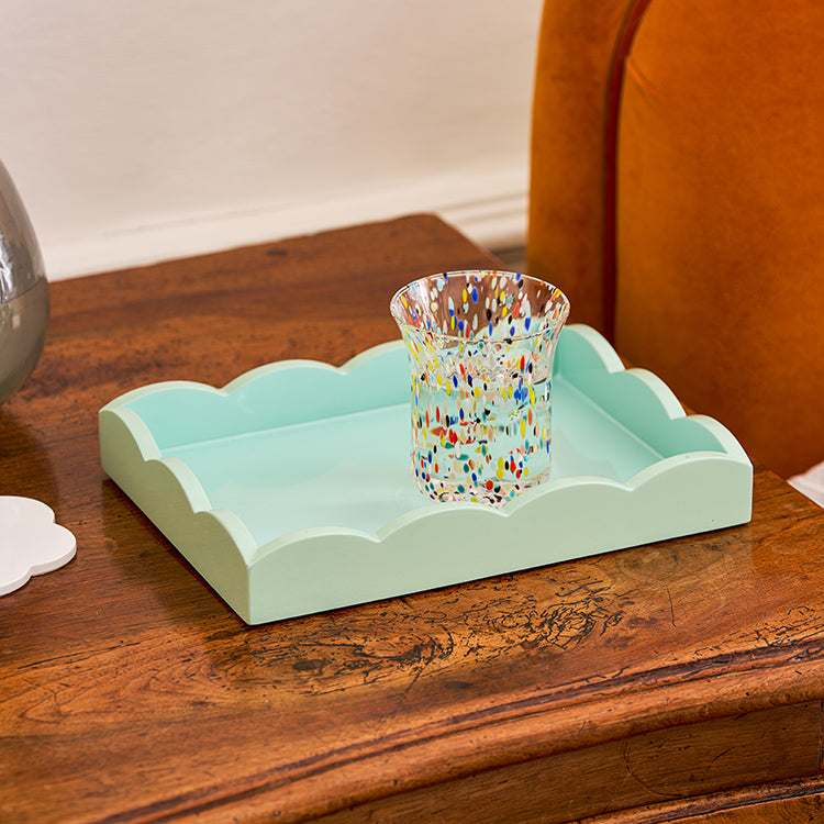 Eau De Nil Small Lacquered Scalloped Tray