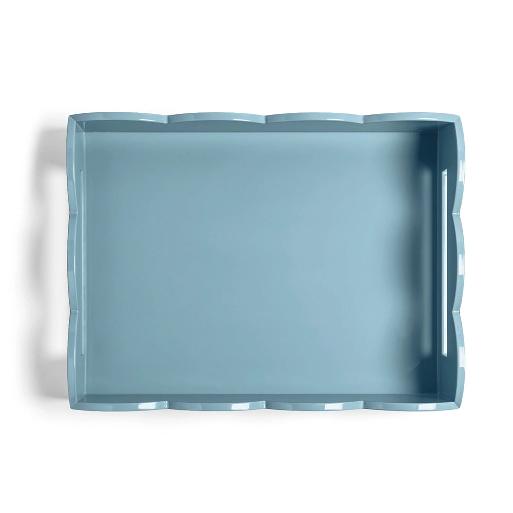 Orange & Chambray Lacquered Scallop Medium Two-Tone Tray