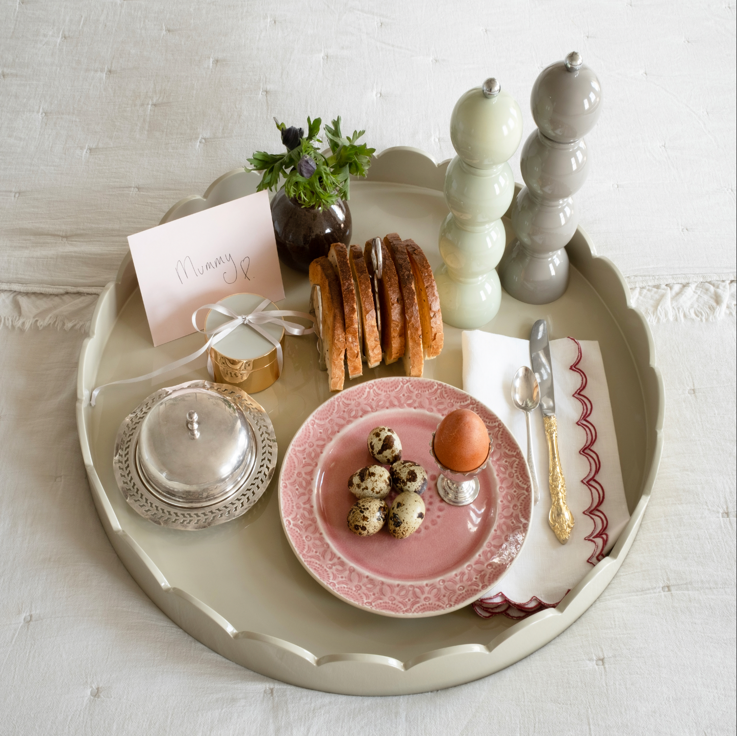 Chiffon Grey Bobbin Salt or Pepper Mill