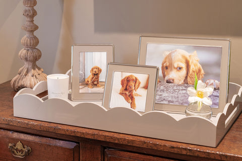 Wide Enamel & Silver Trim Photo Frames