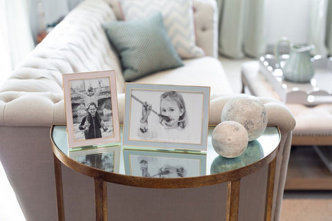 Enamel Photo Frames with Gold Trim