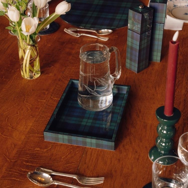 Black Watch Tartan Square Pillar Salt or Pepper Mill