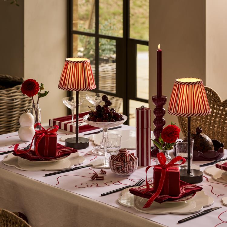 Red Striped Empire Lampshade - 6" - Thumbnail 5