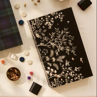 Black Chinoiserie Lacquer Backgammon Set