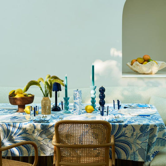 Palm Beach Blue Linen Tablecloth