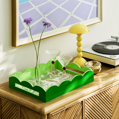 Palm Beach Green Lacquered Scallop Medium Tray