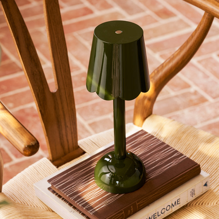 Khaki Green Scallop Rechargeable LED Lamp