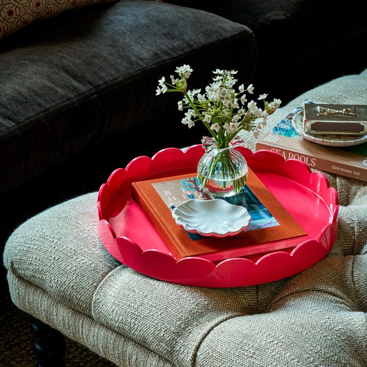 Watermelon Round Medium Lacquered Scallop Tray