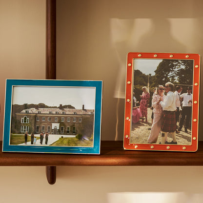 Teal Enamel & Silver Frame