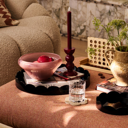 Black Round Medium Lacquered Scallop Tray