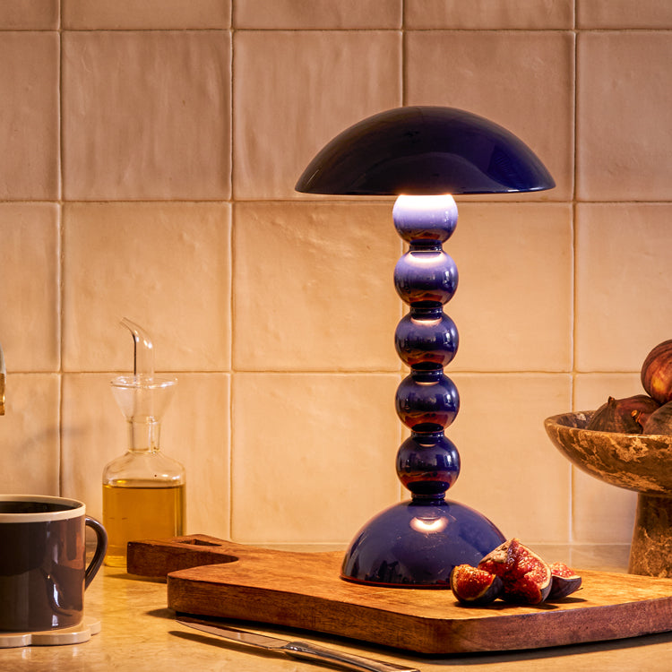 Navy Lacquer Rechargeable Bobbin LED Lamp