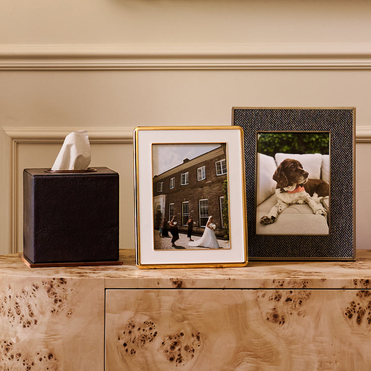 Wide Picture Frames - White Enamel, Curved Gold Frames | Addison