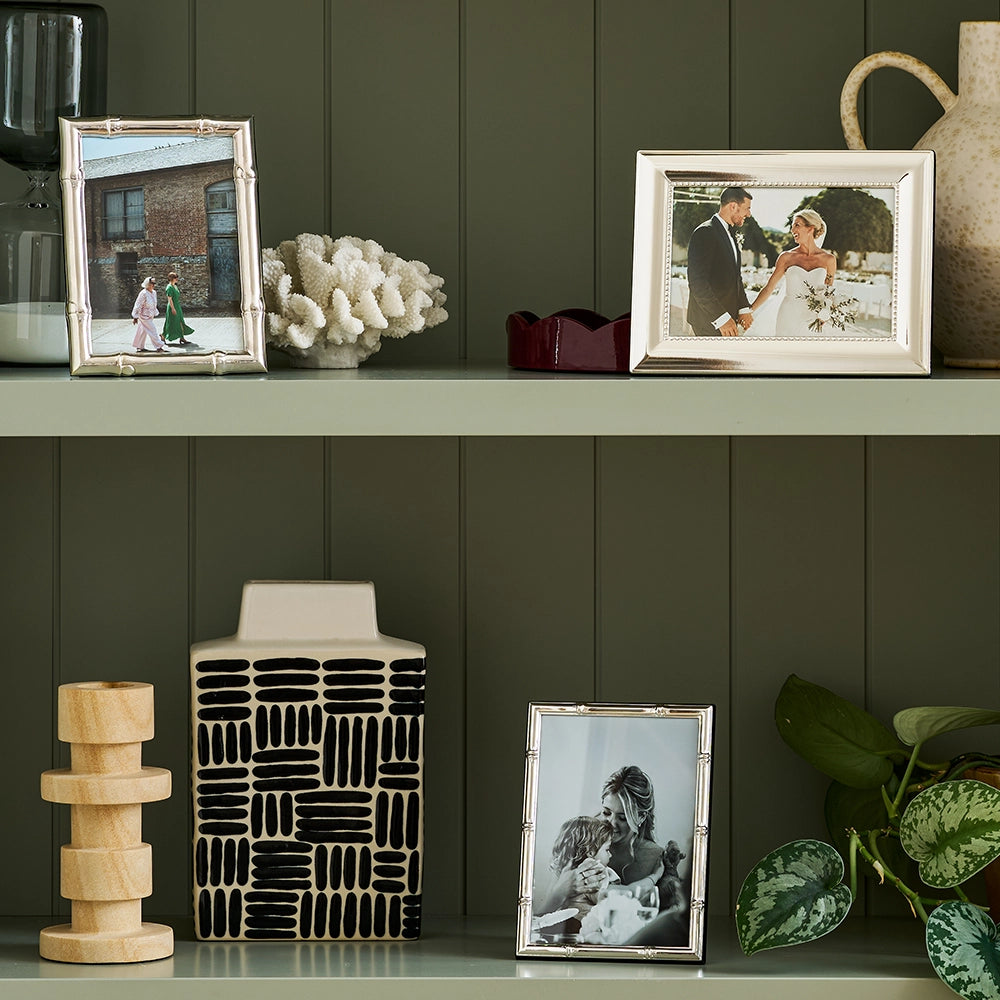 Silver Plated Picture Frame - Wide Bamboo - 4x6, 5x7, 8x10