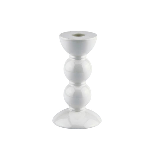 Addison Ross Medium White Bobbin Candlestick - 14cm