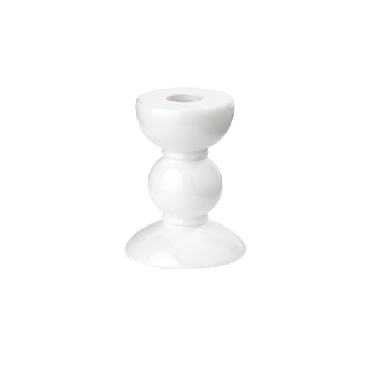 Small White Bobbin Candlestick - 10cm