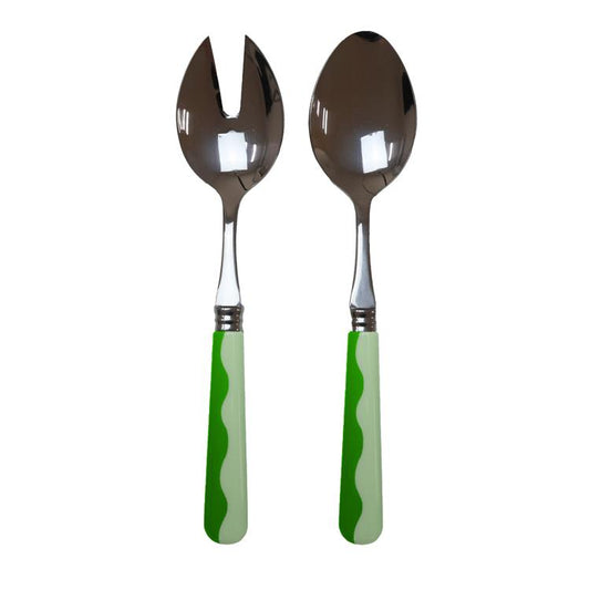 Wave Salad Servers - Leaf & Apple Green (2‑Piece Set)