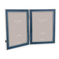 Silver Trim, Denim Blue Enamel Double Picture Frame