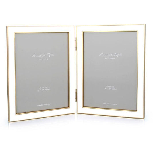 White Enamel & Gold Double Frame