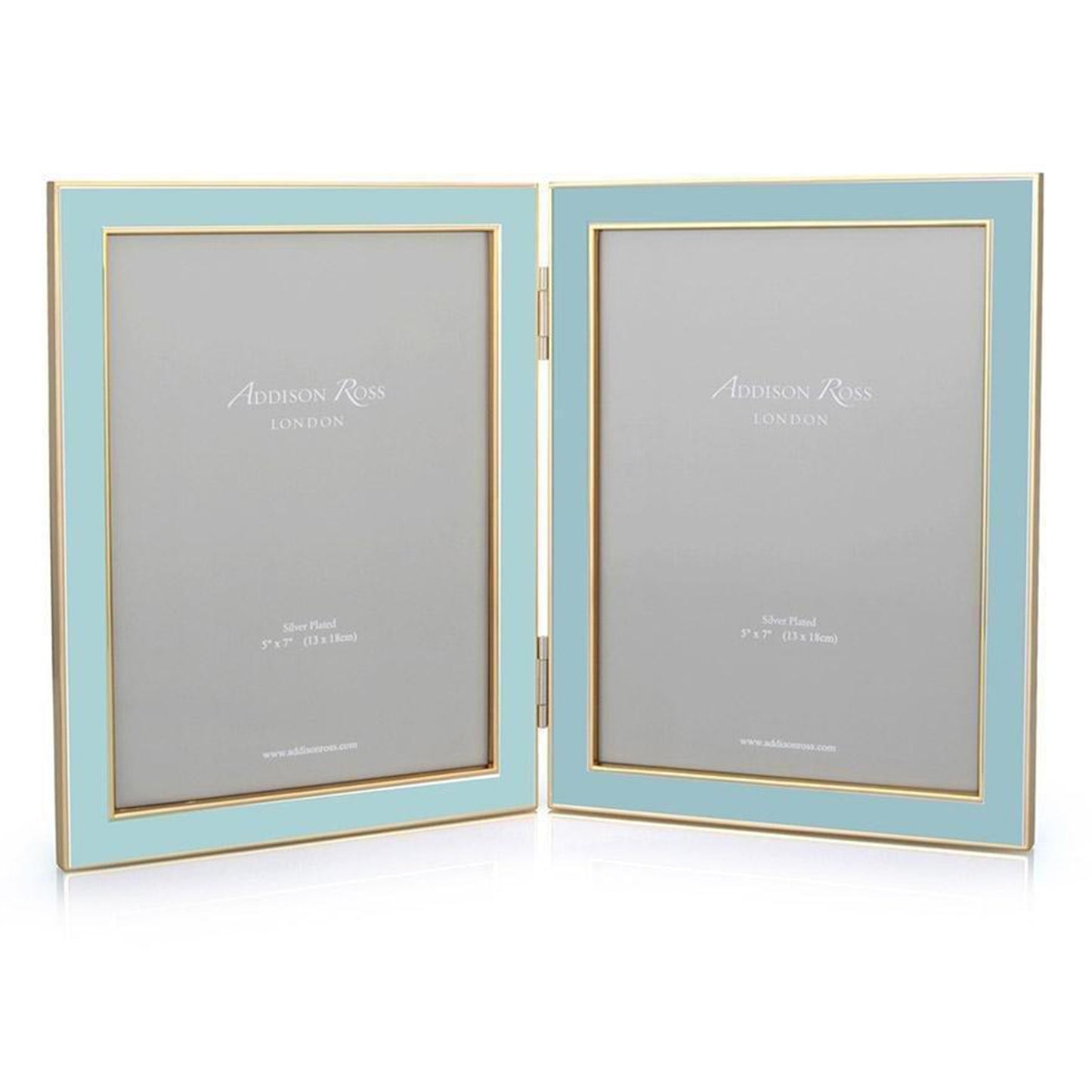 Powder Blue Enamel & Gold Double Frame