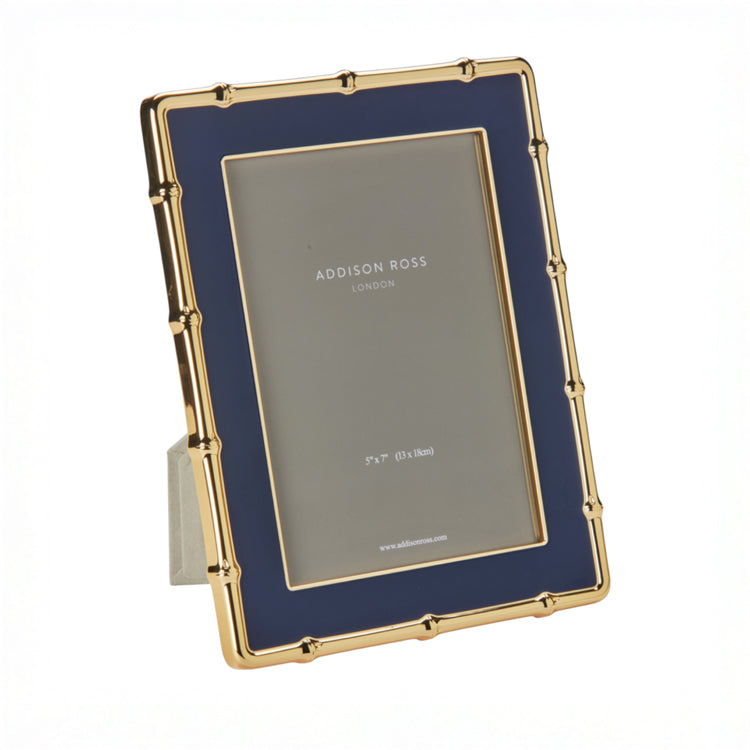 Navy & Gold Bamboo Enamel Photo Frame