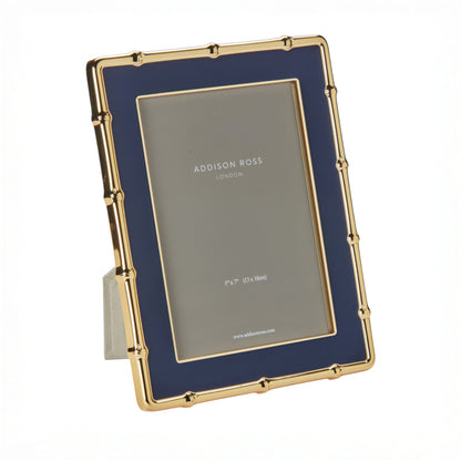 Navy & Gold Bamboo Enamel Photo Frame