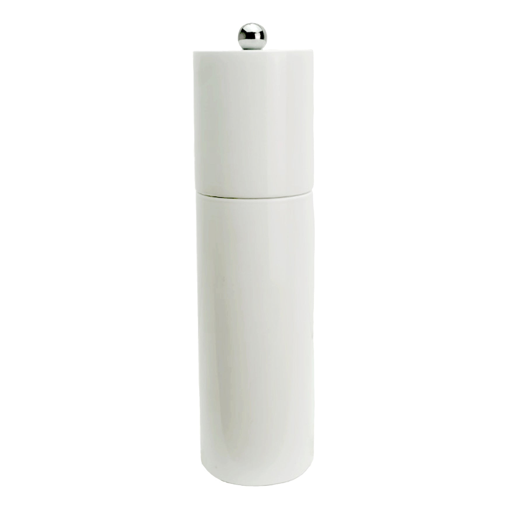 White Round Column Salt or Pepper Mill