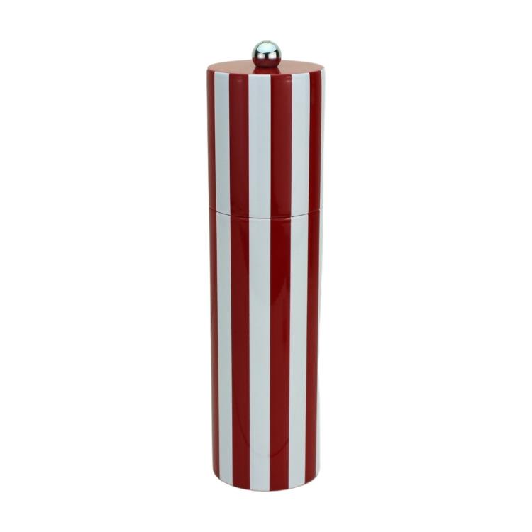 Burgundy Striped Column Salt or Pepper Mill