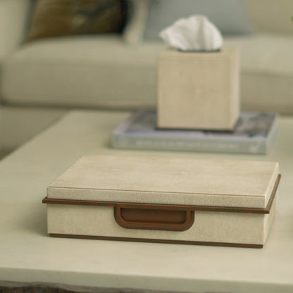 Large Ecru Faux Shagreen Box