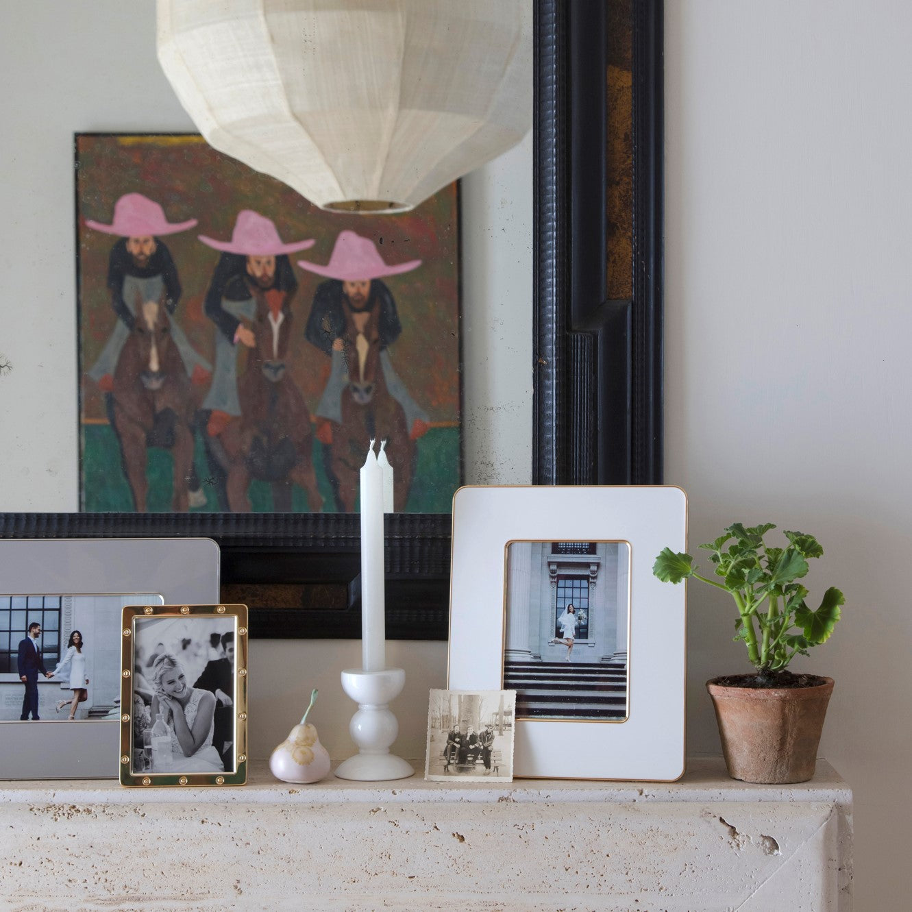White & Gold Enamel Studio Photo Frame - Thumbnail 2
