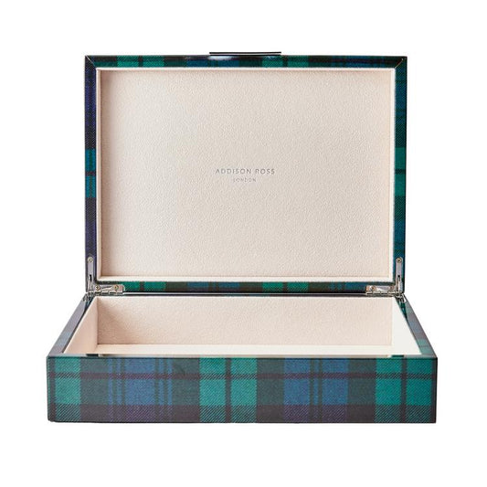 Large Black Watch Tartan Box with Silver