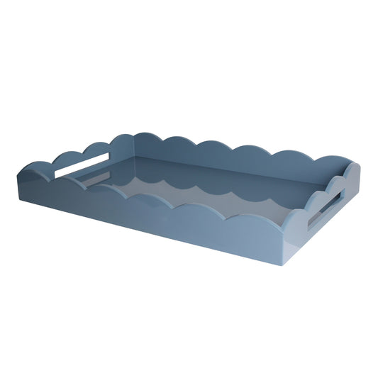 Chambray Blue Large Lacquered Scallop Ottoman Tray – Limited Edition