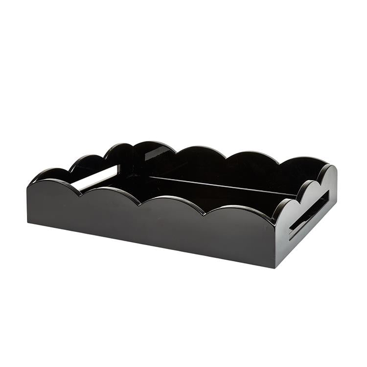 Black Medium Lacquered Scallop Serving Tray