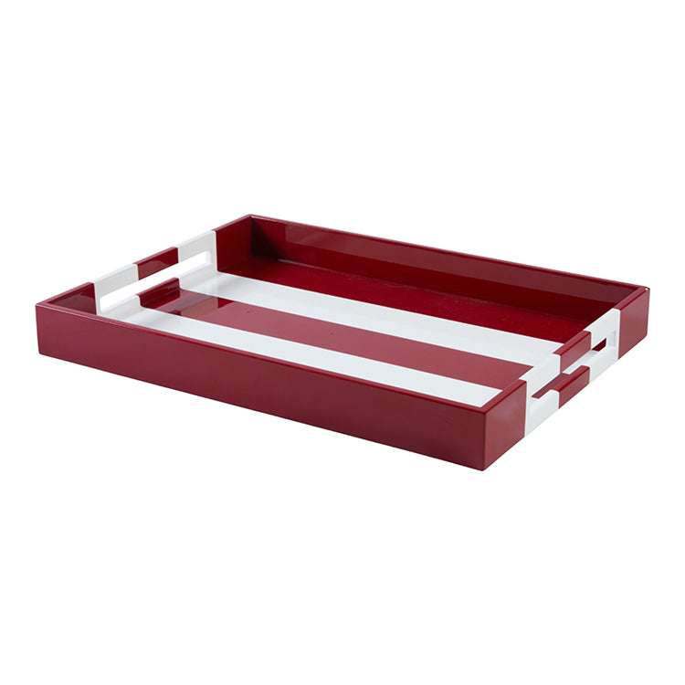 Large Ottoman Burgundy Striped Tray
