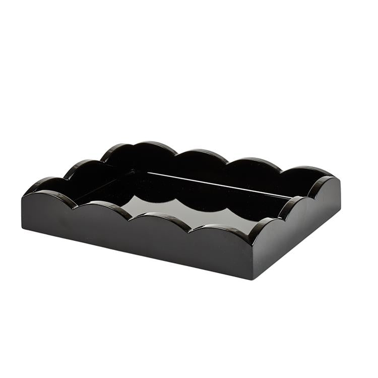 Black Small Lacquered Scalloped Tray