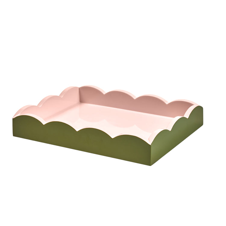 Khaki & Pink Lacquered Scallop Two-Tone Tray