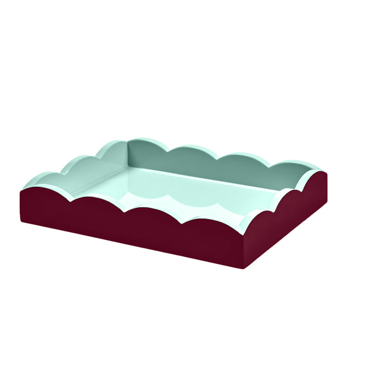 Cherry & Eau de Nil Lacquered Scallop Small Two-Tone Tray