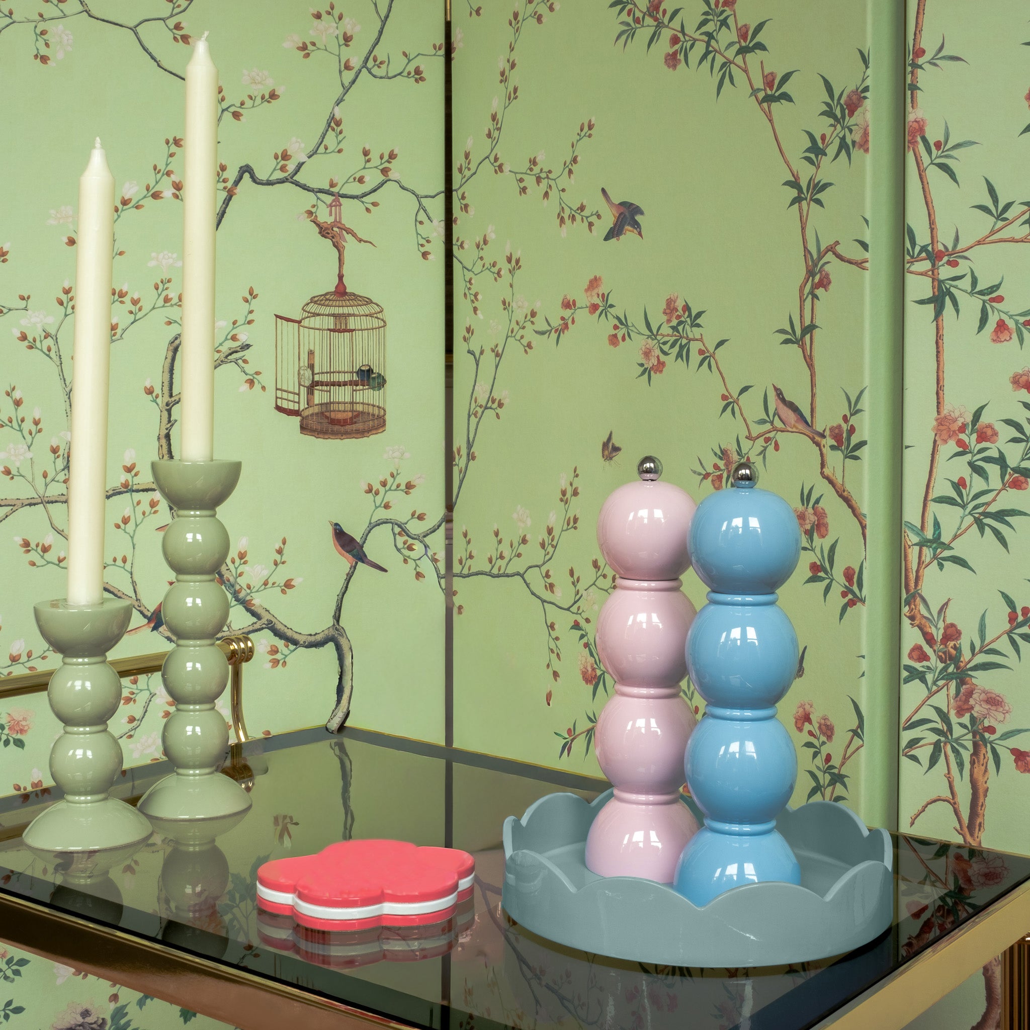 Pale Denim Blue Scallop Round Tray - Thumbnail 2