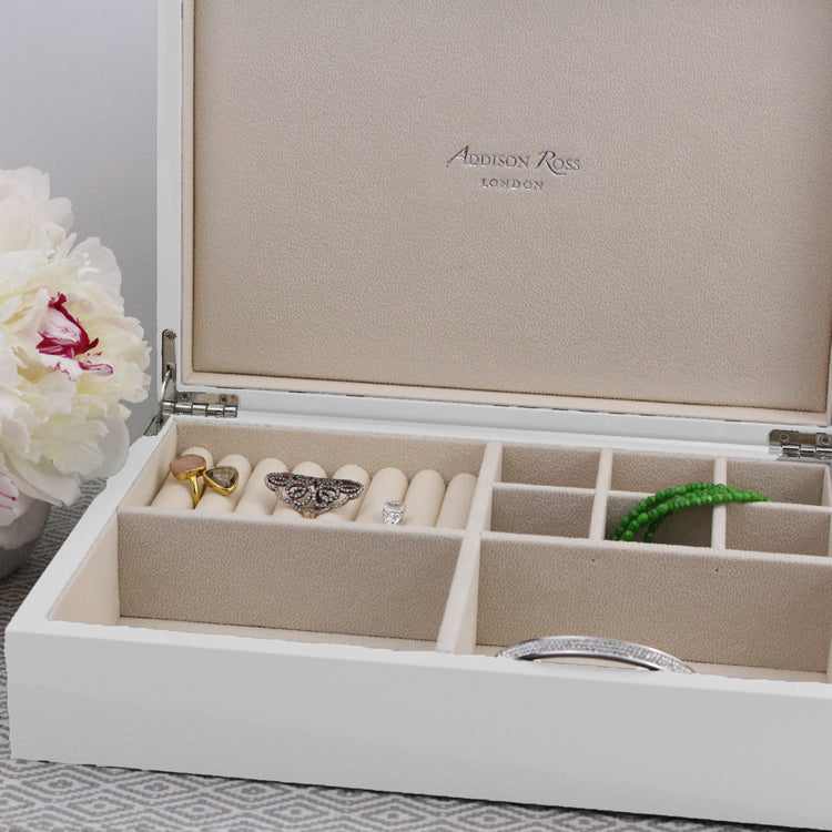 Large White Jewellery Box with Gold
