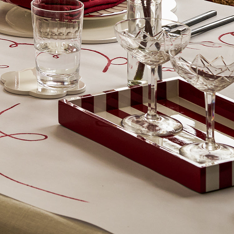 Burgundy Red Lacquer Tray - Small Striped Tray – Addison Ross Ltd USA