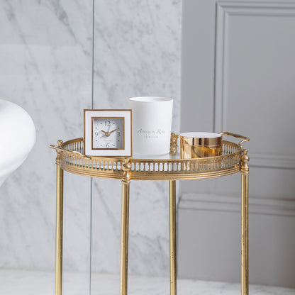 White & Gold Square Silent Alarm Clock