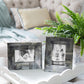 Photo frames on a large white lacquer tray