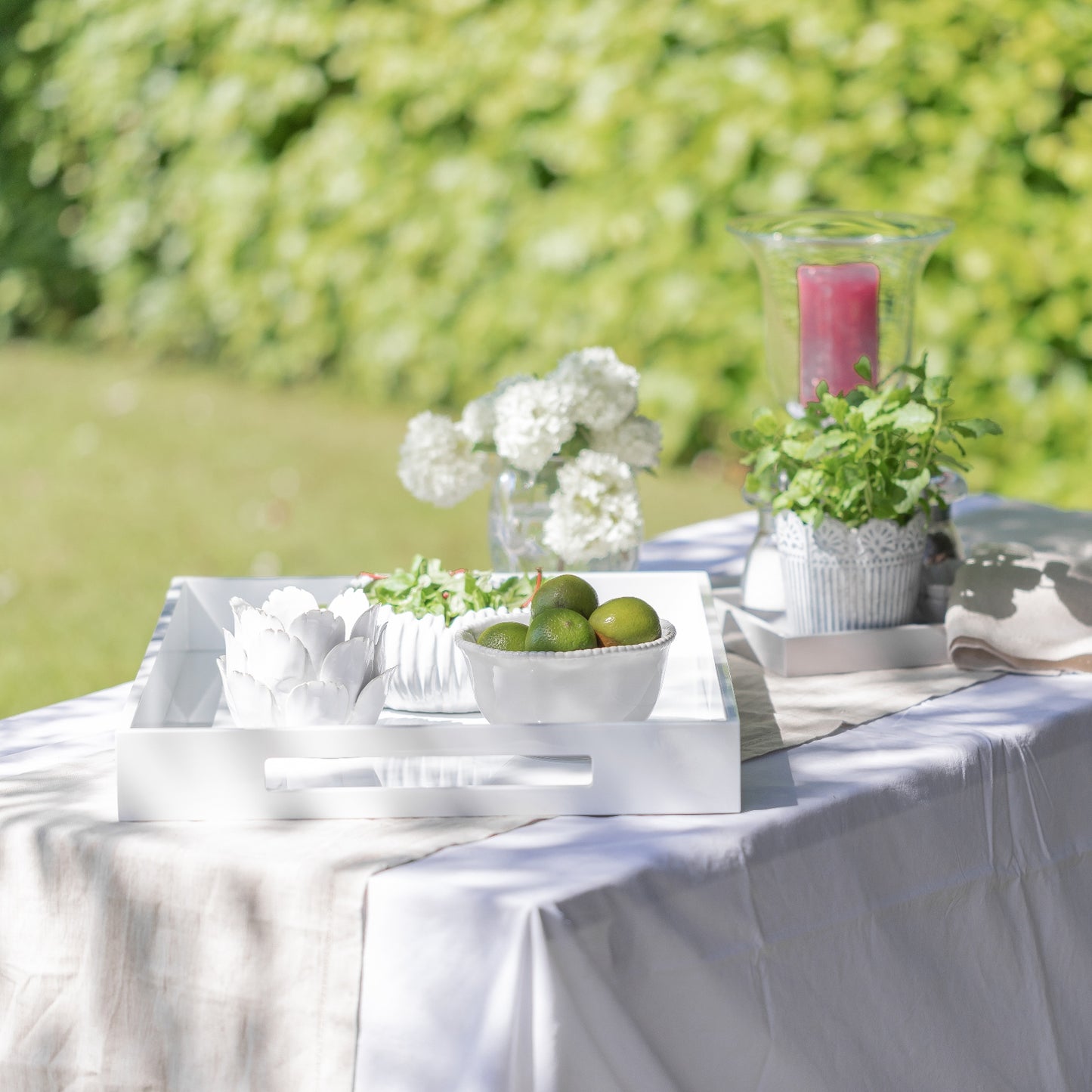 White Large Lacquered Ottoman Tray