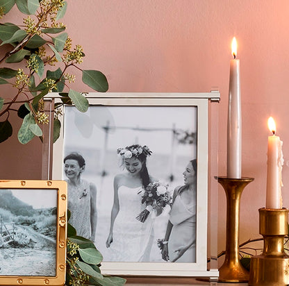 Acrylic & Silver Pillar Photo Frame