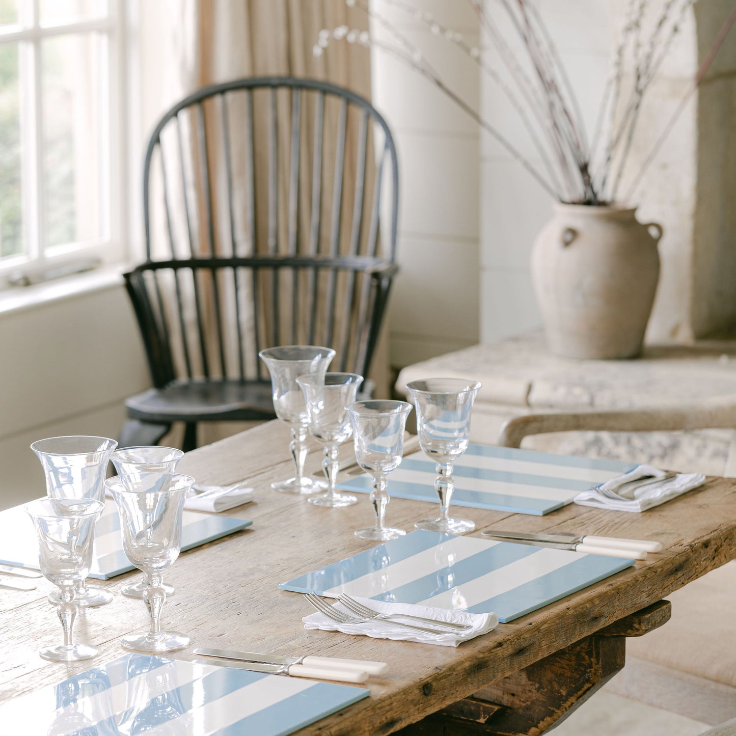 Pale Denim & White Lacquer Placemats – Set of 4