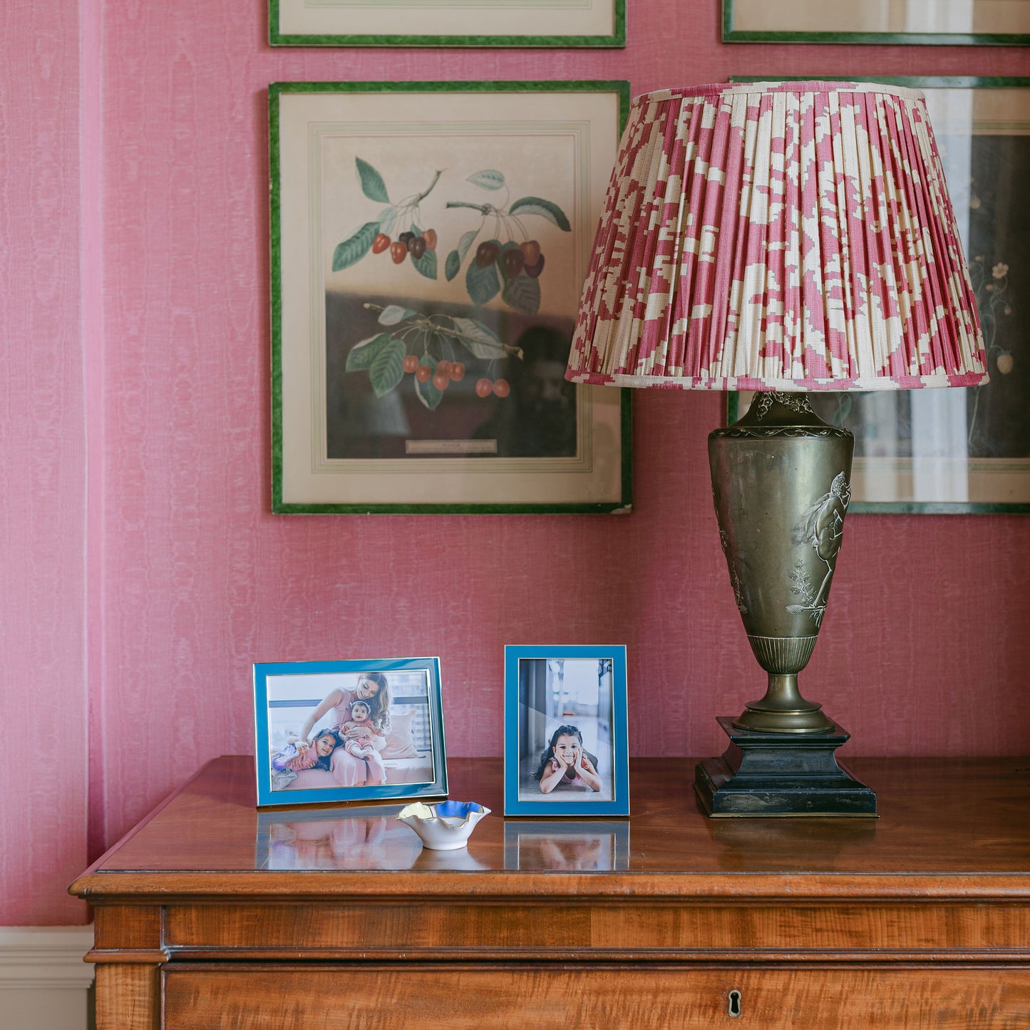 Silver Trim, Teal Enamel Picture Frame